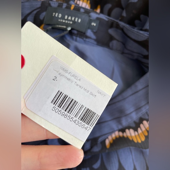 Ted Baker Navy Furela Tiered Midi Skirt - Picture 11 of 16